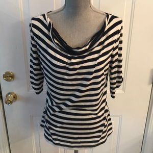 THX Thanx Collection Navy & White Striped Top